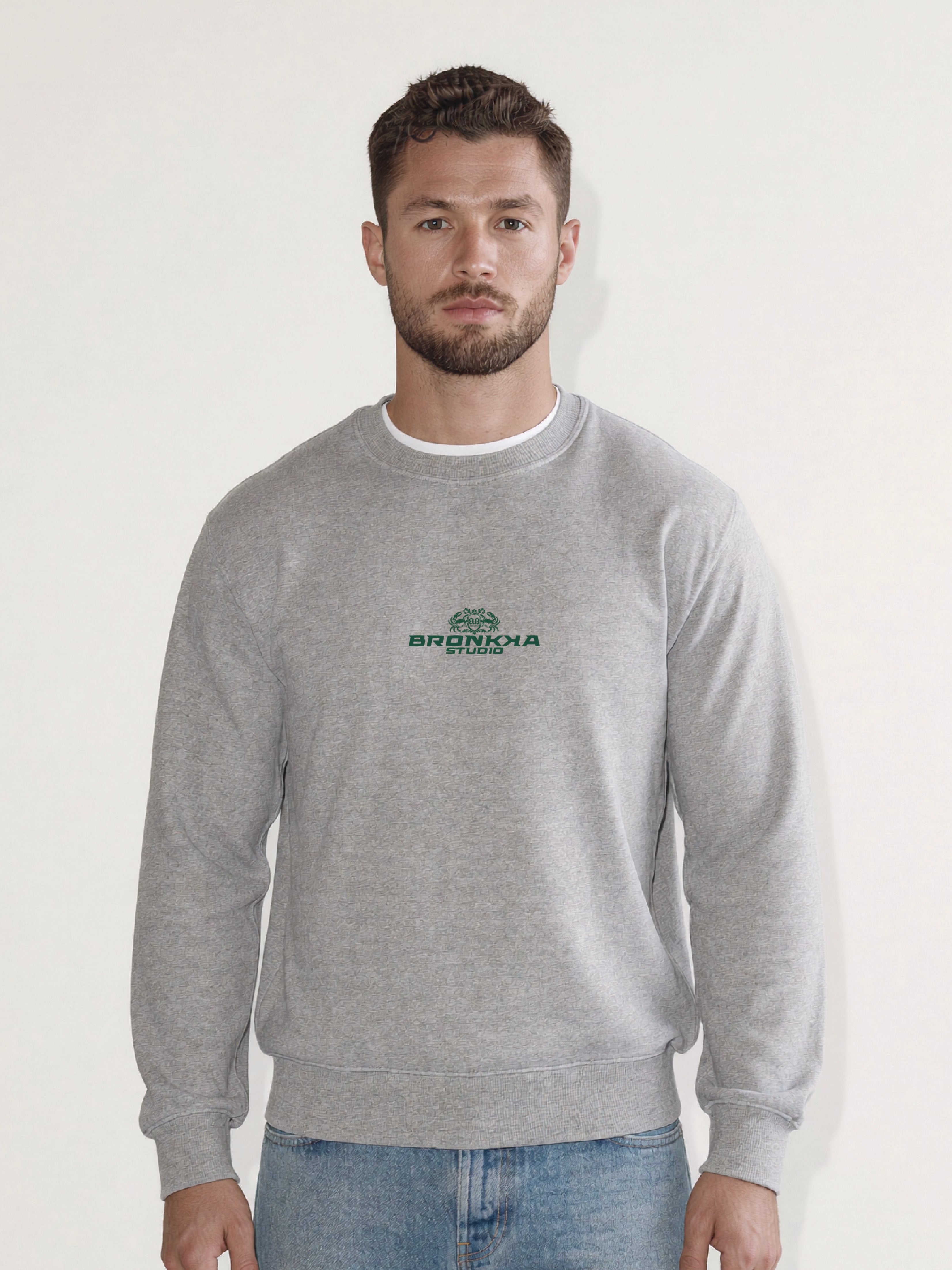 Bronkka Studio Code Sweatshirt - Grey/Pine
